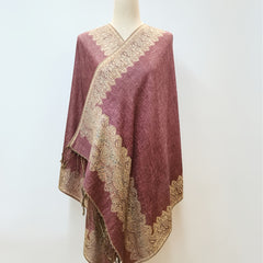 Vintage Oversized Jacquard Tassel Scarf Pink Paisley Print