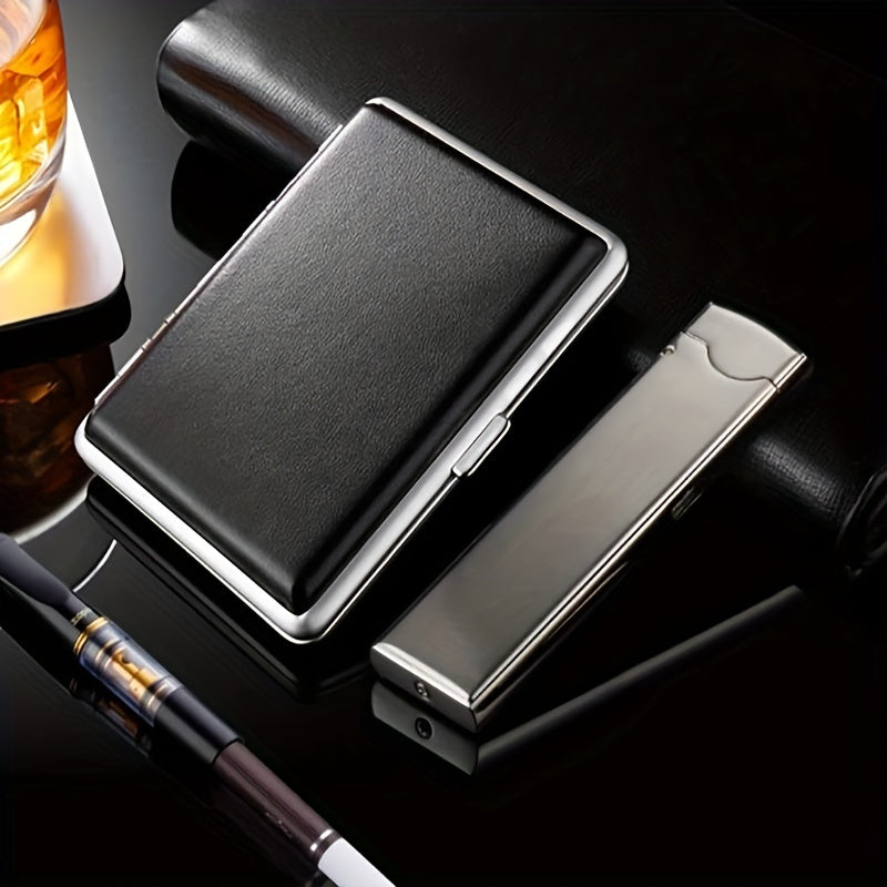 Portable Leather Cigarette Box 20pcs Snap Button Cigarette Storage Box
