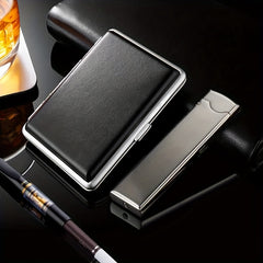 Portable Leather Cigarette Box 20pcs Snap Button Cigarette Storage Box