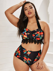  Boho Beachwear Bikini Set Halter Neck High Waist