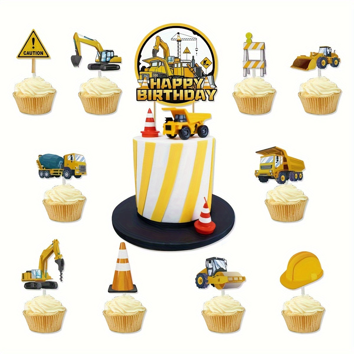 Engineering Vehicle Birthday Party Decorations Set
