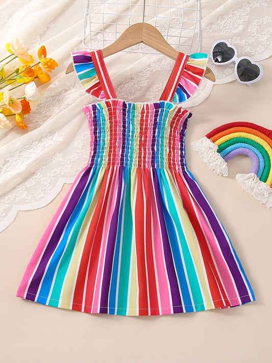 Toddler Girls Striped Ruffle A Line Princess Dress For Party