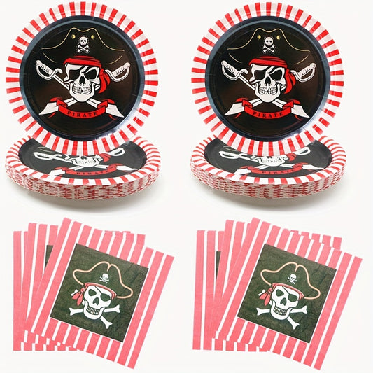 Pirate Party Supplies Set 20pcs Plates and Napkins