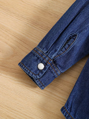 Boy's Denim Cotton Shirt Casual Lapel Button Up Long Sleeve Shirt