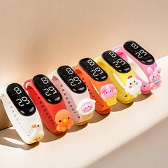 6pcs Girls' Cartoon Animal LED Wristband Watches