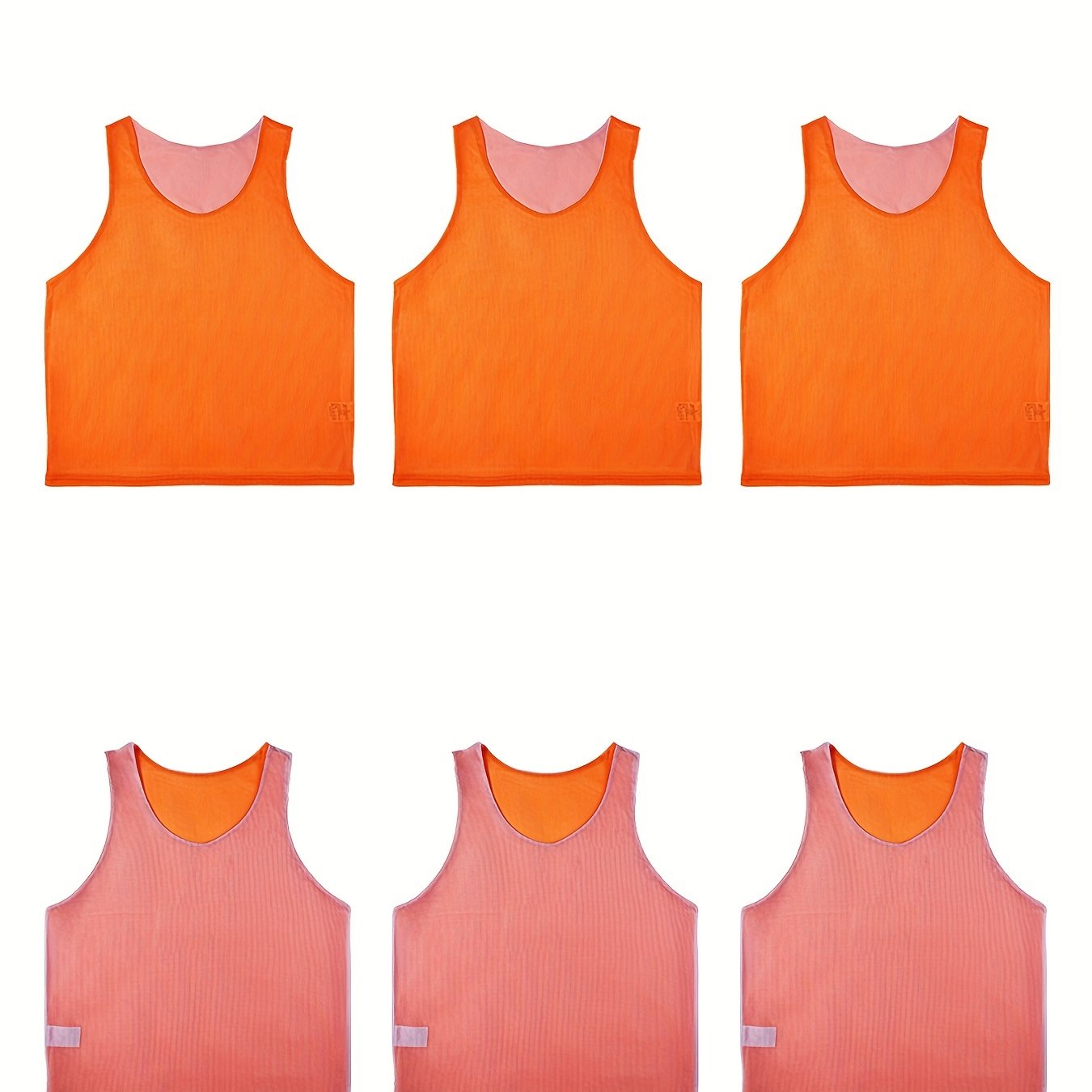 6pcs Solid Soccer Jerseys Active Mesh Sports Pinnies For Aged 12-18 120-155lbs
