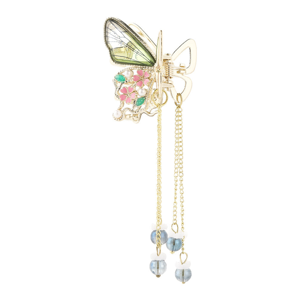 Butterfly Hair Clip Tassel Beaded Small Claw Clip For Women Girls