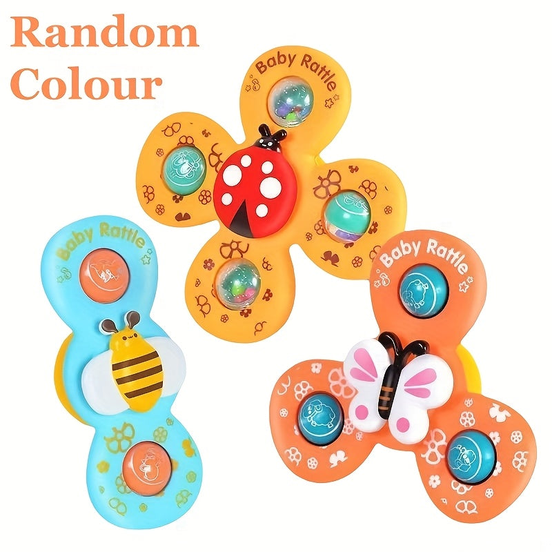 3pcs + 1pc Suction Cup Spin Toys for 1 Year Old Boys & Girls