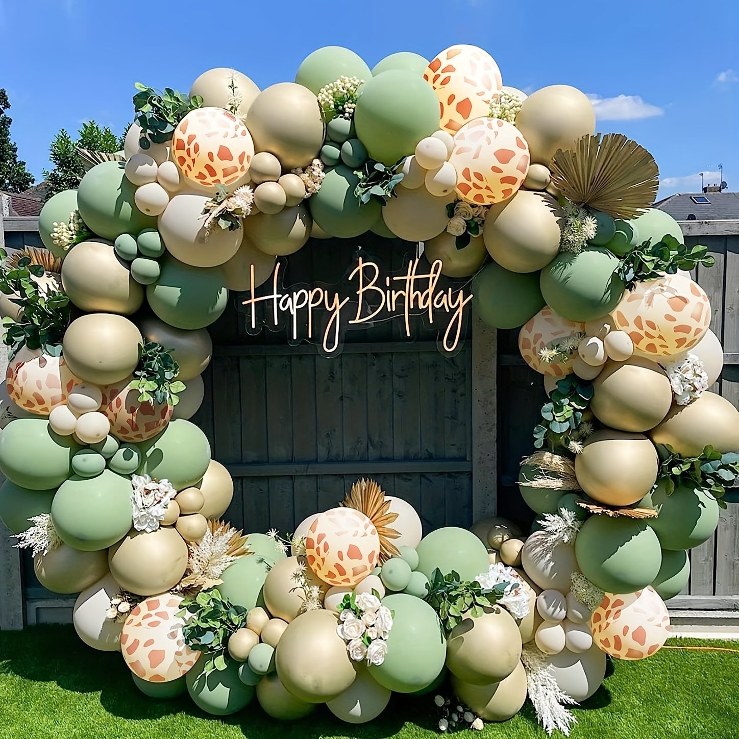 135pcs Safari Balloon Garland Kit Jungle Theme Giraffe Animal Print