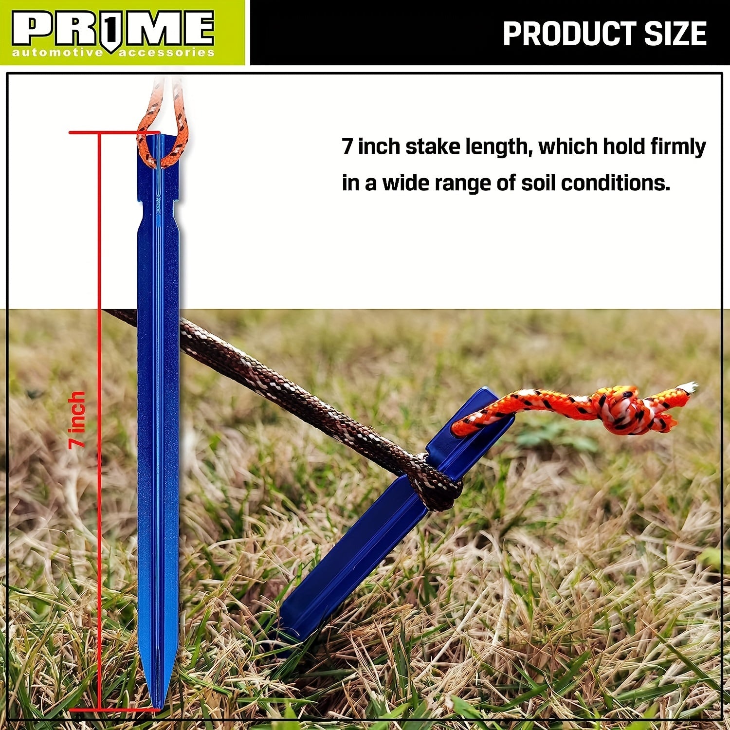 12pcs Colorful Aluminum Ground Nails with Reflective Rope for Camping