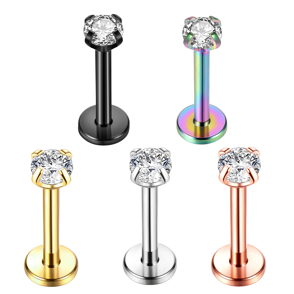 Stainless Steel Zircon Lip Nail Studs Women's Piercing Jewelry