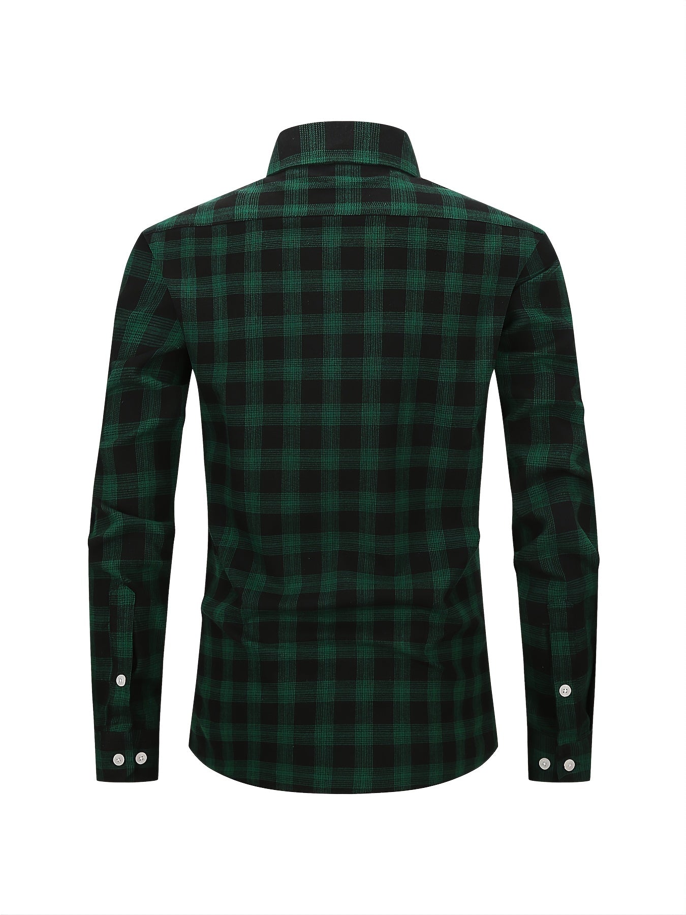 Men's Plaid Button Down Long Sleeve Shirt with Pocket