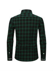 Men's Plaid Button Down Long Sleeve Shirt with Pocket