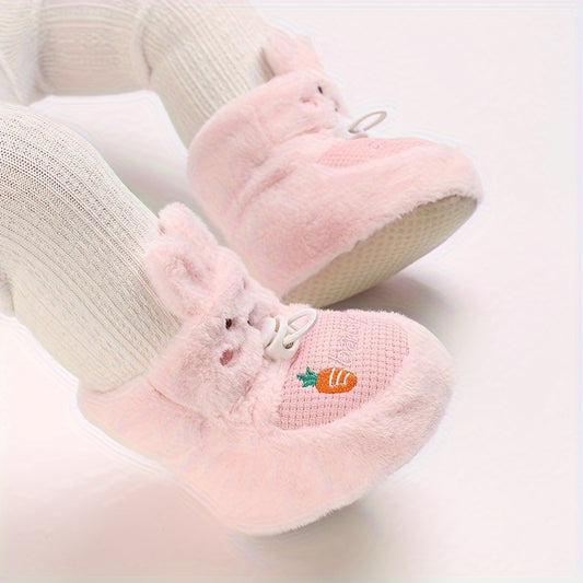 Cartoon Rabbit Baby Girls Indoor Fleece Boots