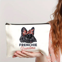 French Bulldog Print Makeup Bag Roomy Storage with Zipper