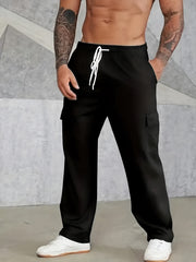 Men's Solid Straight Leg Cargo Pants for Hiking