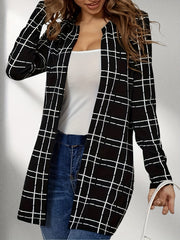 Windowpane Long Length Jacket Casual Open Front
