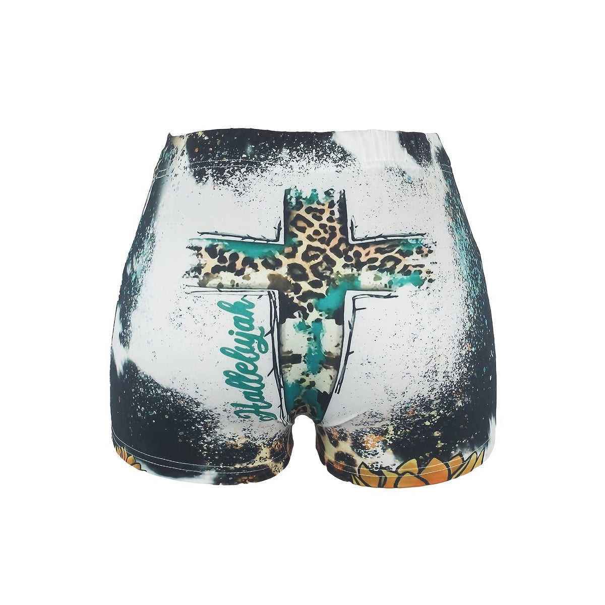 Leopard Cross Print Skinny Shorts for Women
