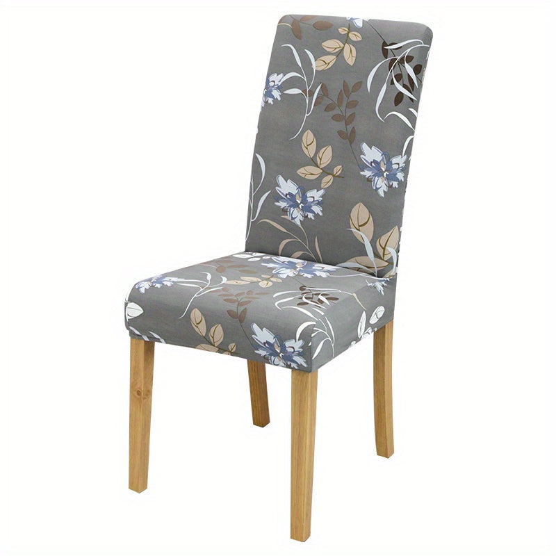 Stretch Chair Slipcover Milk Silk Flower Plant Print for Dining Room