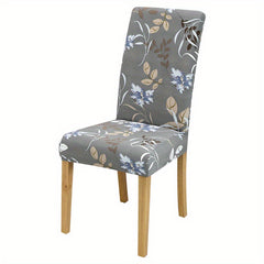 Stretch Chair Slipcover Milk Silk Flower Plant Print for Dining Room