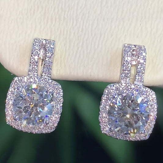 Pop Jewelry Zircon Stud Earrings - Copper Panel