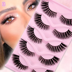 5 Pairs Cat Eye Faux Mink Eyelashes Fluffy Volume Strip False Lashes