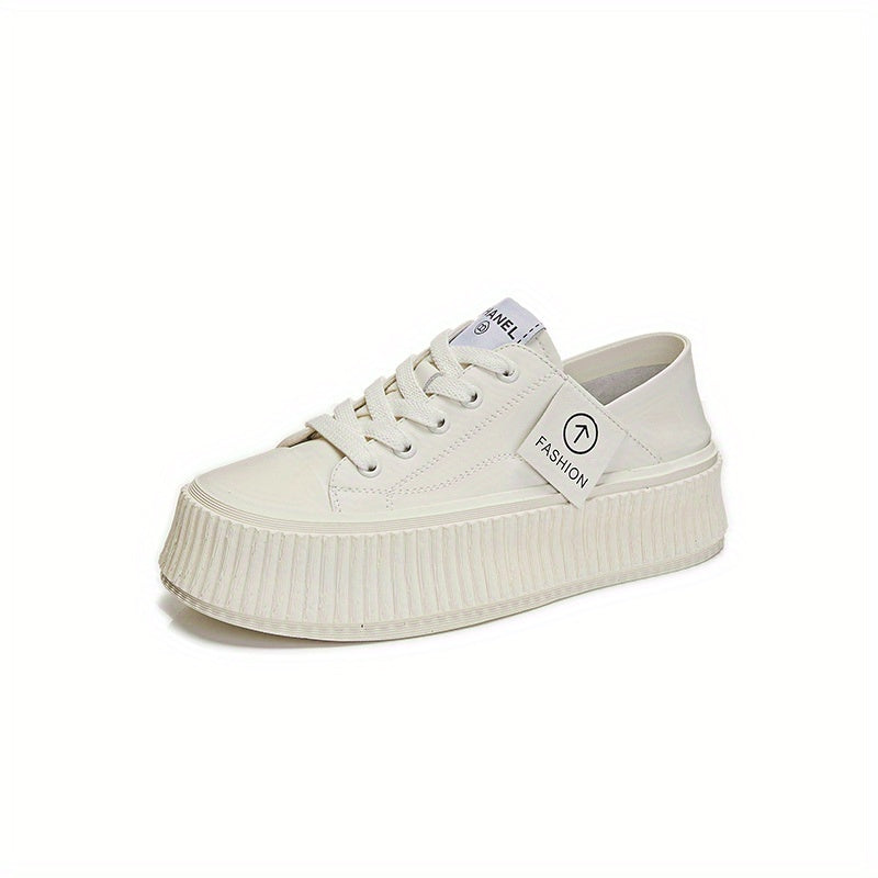 Women's Thick Bottom Board Shoes Soft Lace Up Sneakers