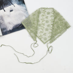Floral Embroidery Triangle Scarf Lace Hollow Out Head Covering Bandana Neckerchi