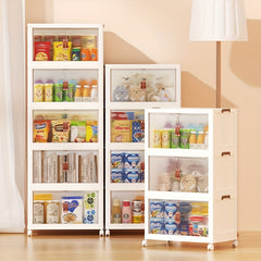 Foldable Storage Box w/ Wheels & Doors - Stackable Clothes Storage