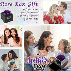 Purple Rose Gift Set with Heart Necklace & Earrings