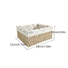 Rattan Storage Basket Vintage Rustic Style Sundries Desktop Organizer