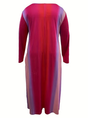  Ombre Long Sleeve Maxi Dress