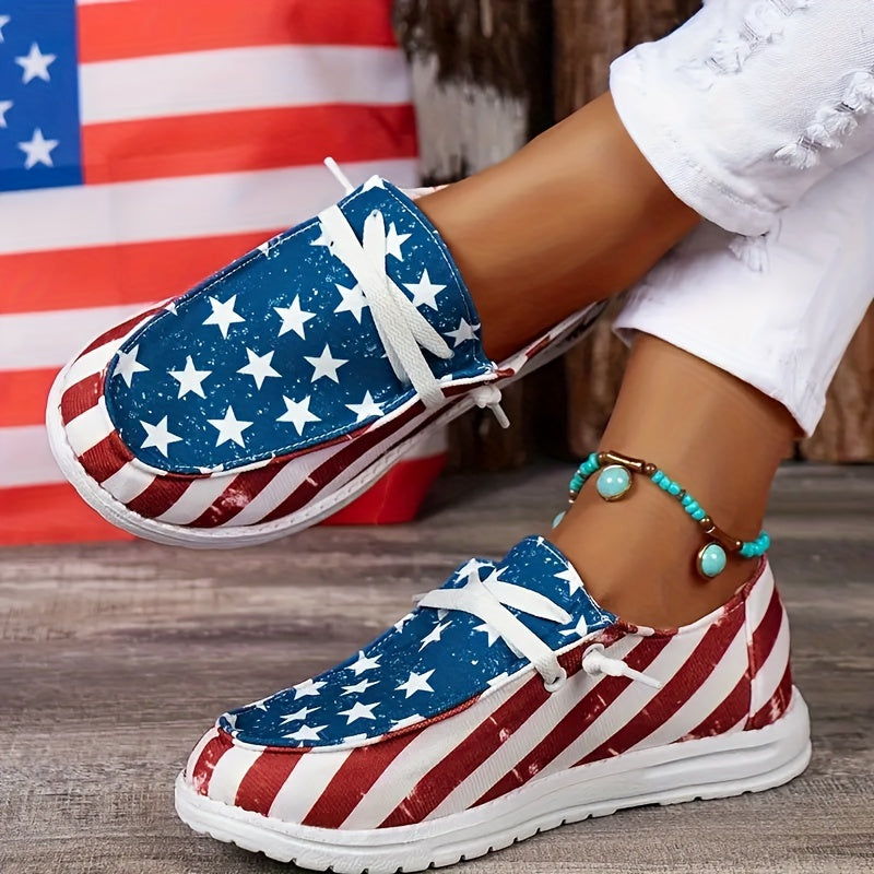 Women's Flag Pattern Canvas Slip-On Loafers
