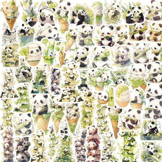 64pcs Pandas Stacking Cartoon Stickers, PVC Waterproof Game Stickers