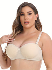  Sexy Bra Women's Plus Smoothing Push Up Anti slip Convertible Bow Bra