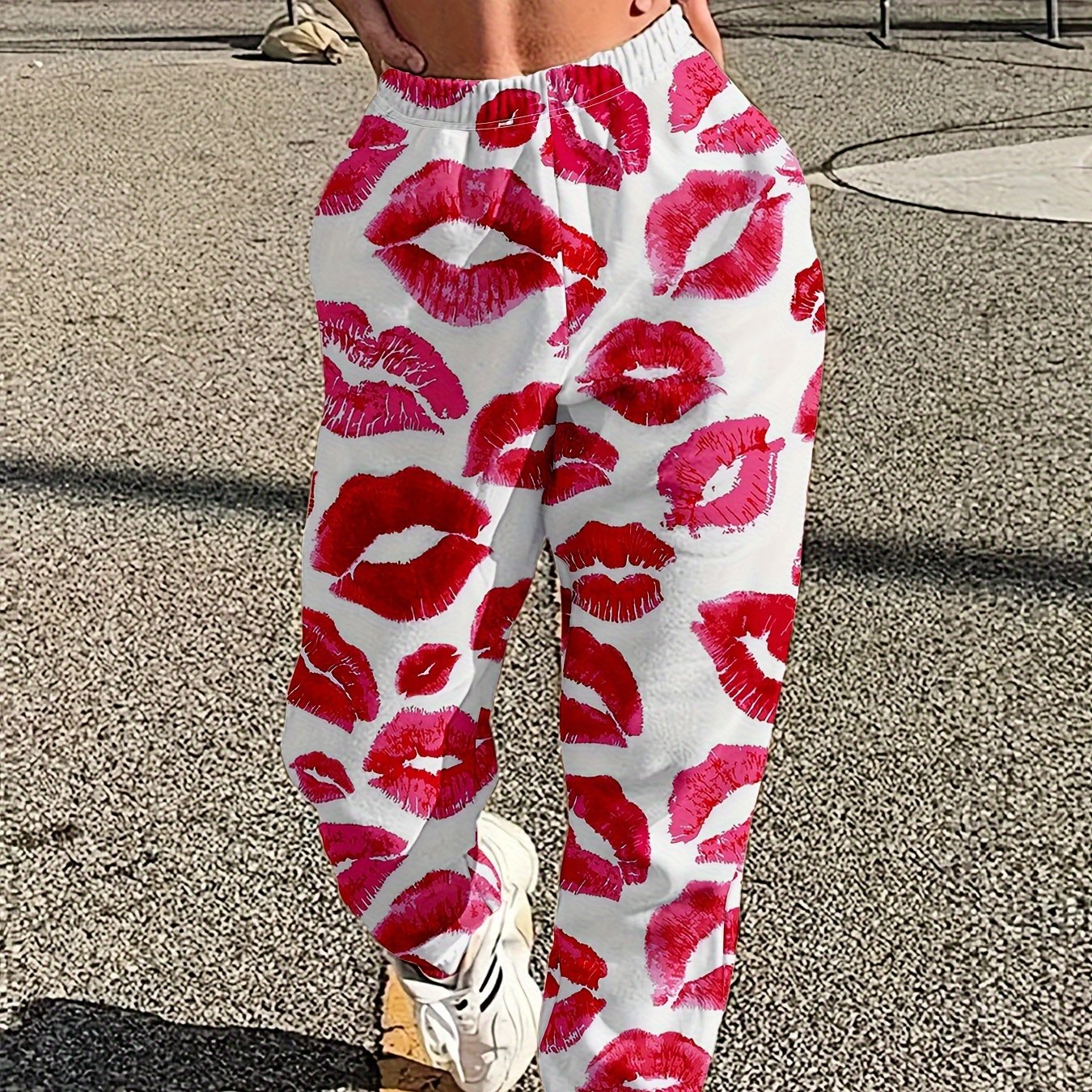  Y2K Pants Women's Plus Kiss Print Joggers