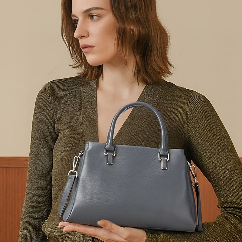 Women's Leather Shoulder Bag Crossbody Handbag with Golden Tone Hardware