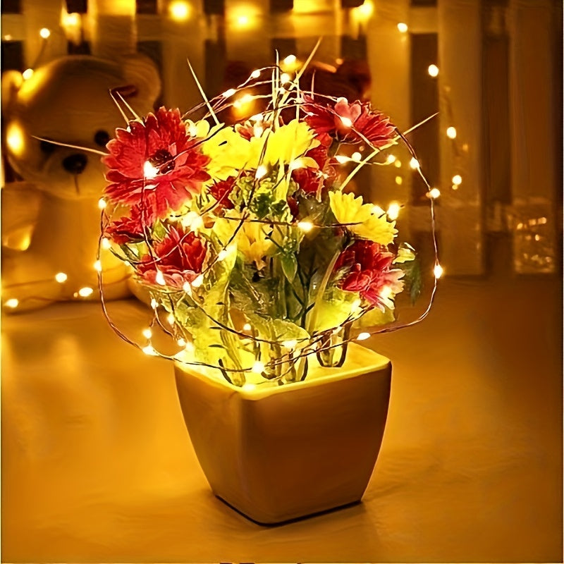 10pcs Copper Wire LED String Lights Fairy Lights Decorative Curtain Star Lights