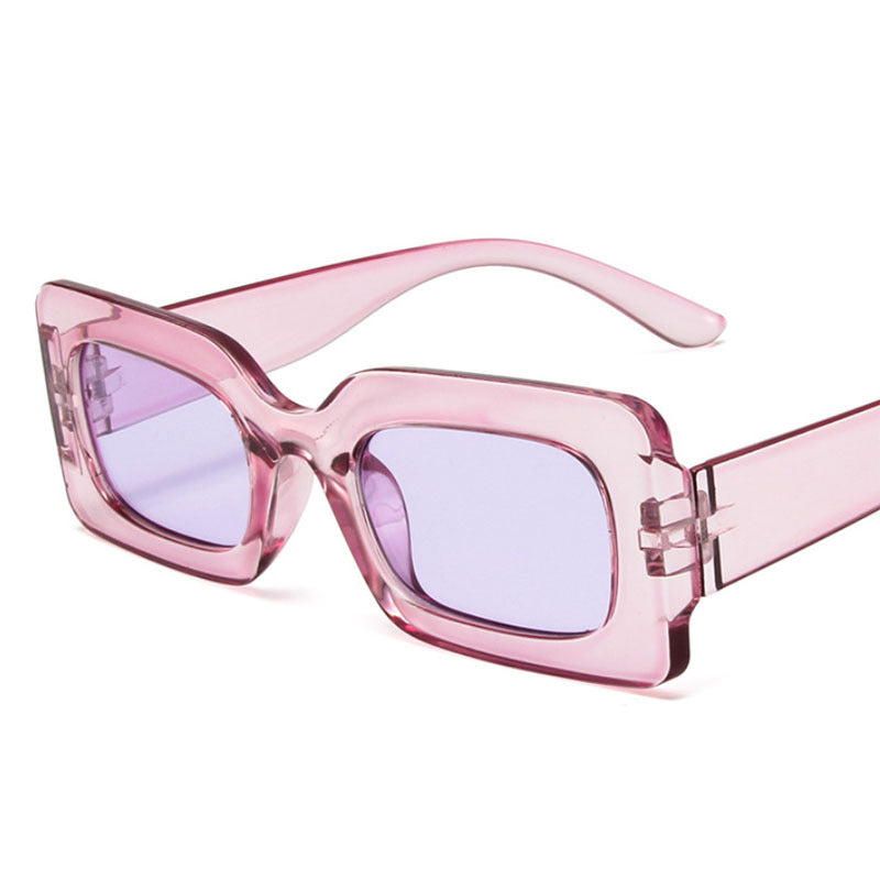 Retro Square Frame Sunglasses Colorful Hip Hop Glasses