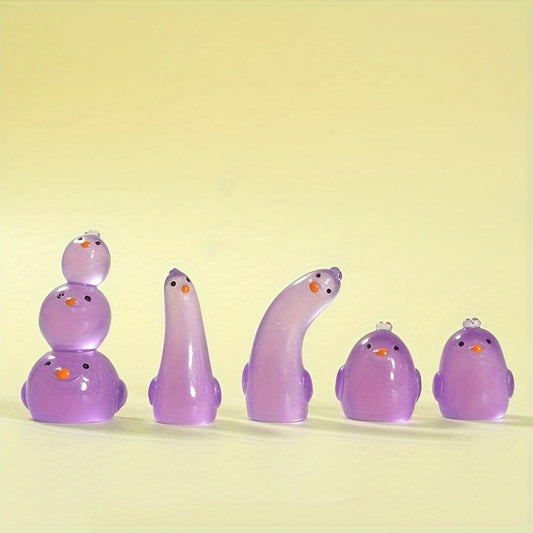 5pcs Luminous Chicken Decoration Resin Micro Landscape Ornament DIY Funny
