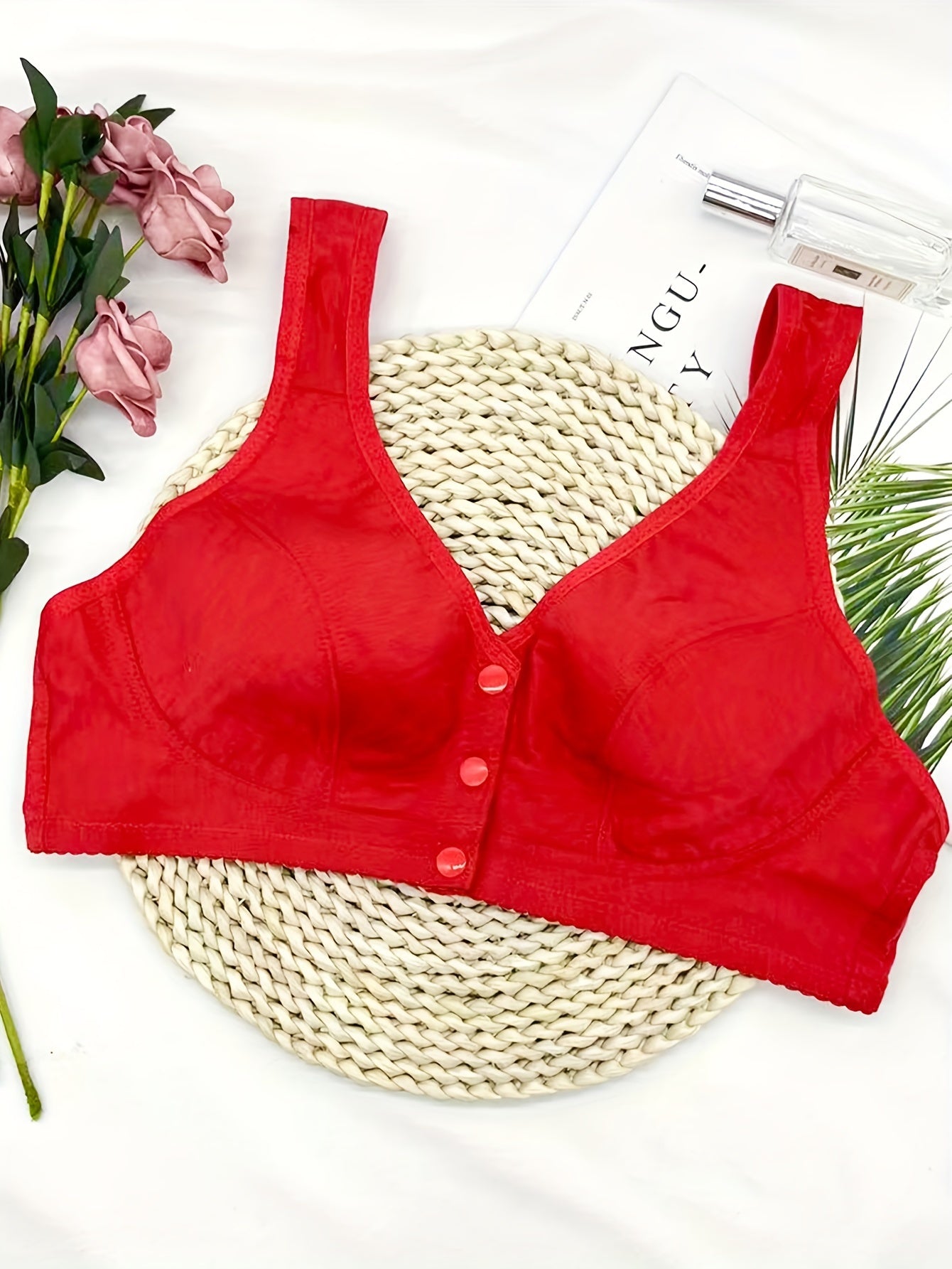 Front Buckle Wireless Bra Comfy & Breathable Wide Straps Bra