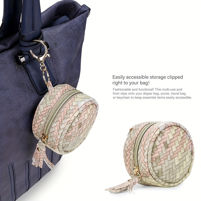 PU Leather Pacifier Bag with Tassel Key Coin Holder