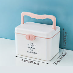 Pink Grid Medicine Basket Storage Box for Home Dorm