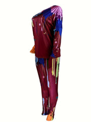  Tie Dye One Shoulder Top & Leggings Set