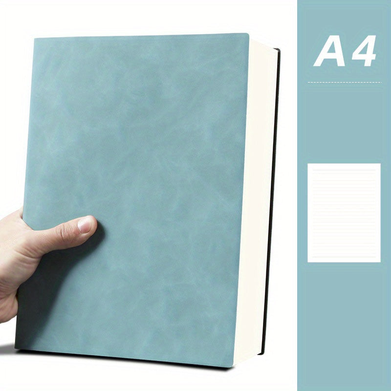 480 Page A4 Notebook, Soft Leather, Thick Horizontal Lines