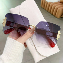 Y2K Rimless Sunglasses Gradient Lens Square Glasses