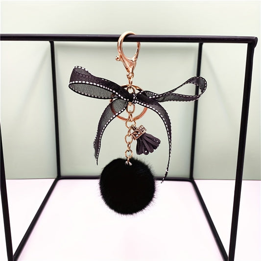 Bow Plush Ball Bag Pendant Key Chain Car Key Chain