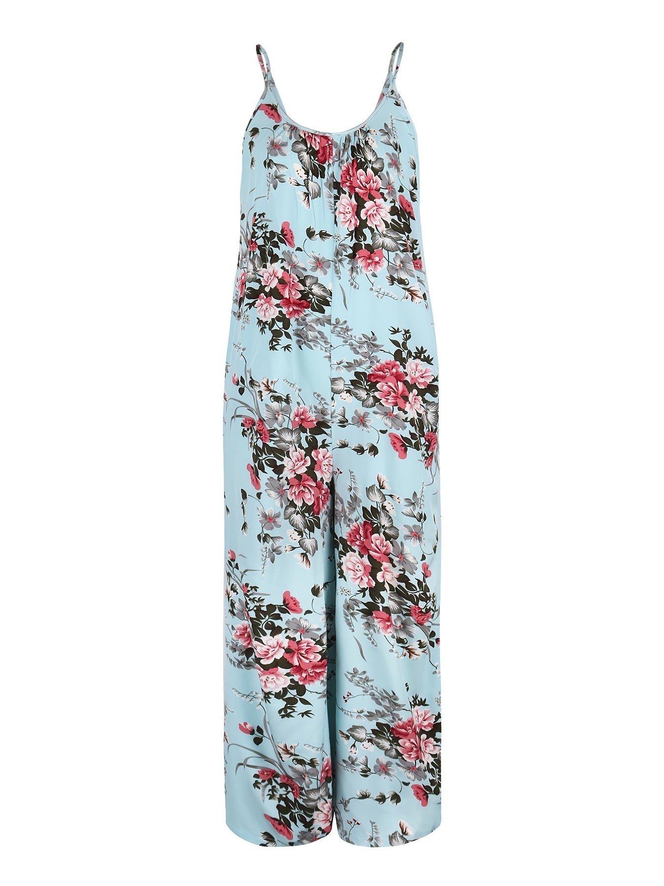 Boho Floral Print Spaghetti Jumpsuit