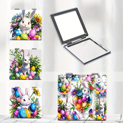 1pc Portable Pocket Makeup Mirror Foldable HD Cartoon Bunny Small Mirror