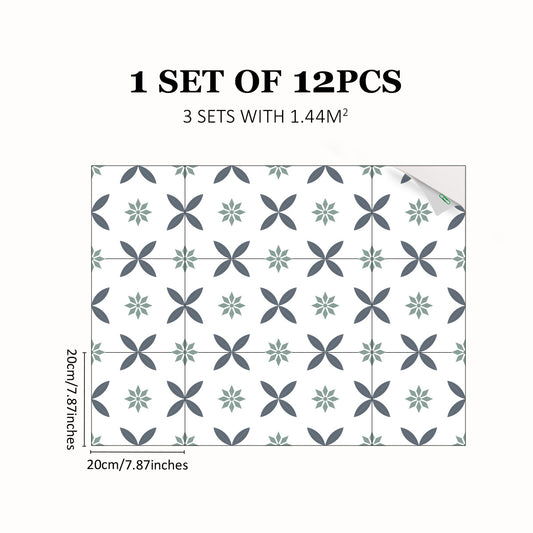 Boho Floor Stickers Waterproof Self-adhesive Tile Stickers 12pcs